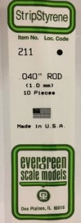 Evergreen 0.040 Rod (1.0mm) 10 Pcs