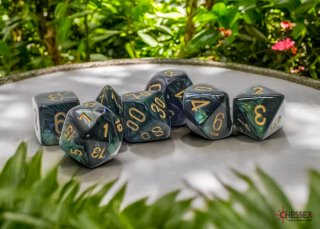 Ensemble de 7 Mega-Hedral Scarab Jade/Gold