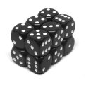 Brique de 12 Dés 6 16 mm Opaques Noir Avec Points Blancs