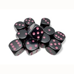 Ensemble de 12 dés 6 opaque Noir/Rose
