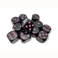 Ensemble de 12 dés 6 opaque Noir/Rose