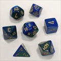 Ensemble De 7 Dés Gemeni Bleu Vert Et Or