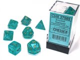 Ensemble de 7 dés polyédriques Borealis Luminary - Sarcelle avec chiffres dorés