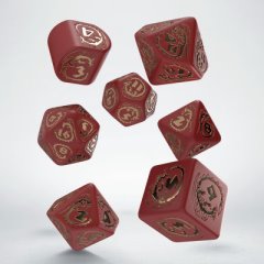 Dés Dragon - Rubis avec chiffres dorés