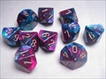 Ensemble De 7 Dés Gemeni Violet/Sarcelle Avec Chiffres Dorés