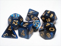 Ensemble De 7 Dés Scarab Bleu Royal Et Or