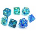Ensemble de 7 dés polyédriques Nebula Ocean avec or / Oceanic with Gold Luminary