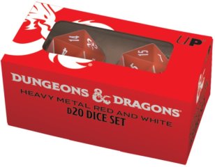 Up Dice Heavy Metal D&D D20 Red and White