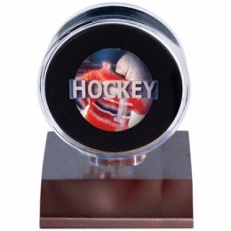 Protecteur Pour Rondelle De Hockey Base En Bois Foncé